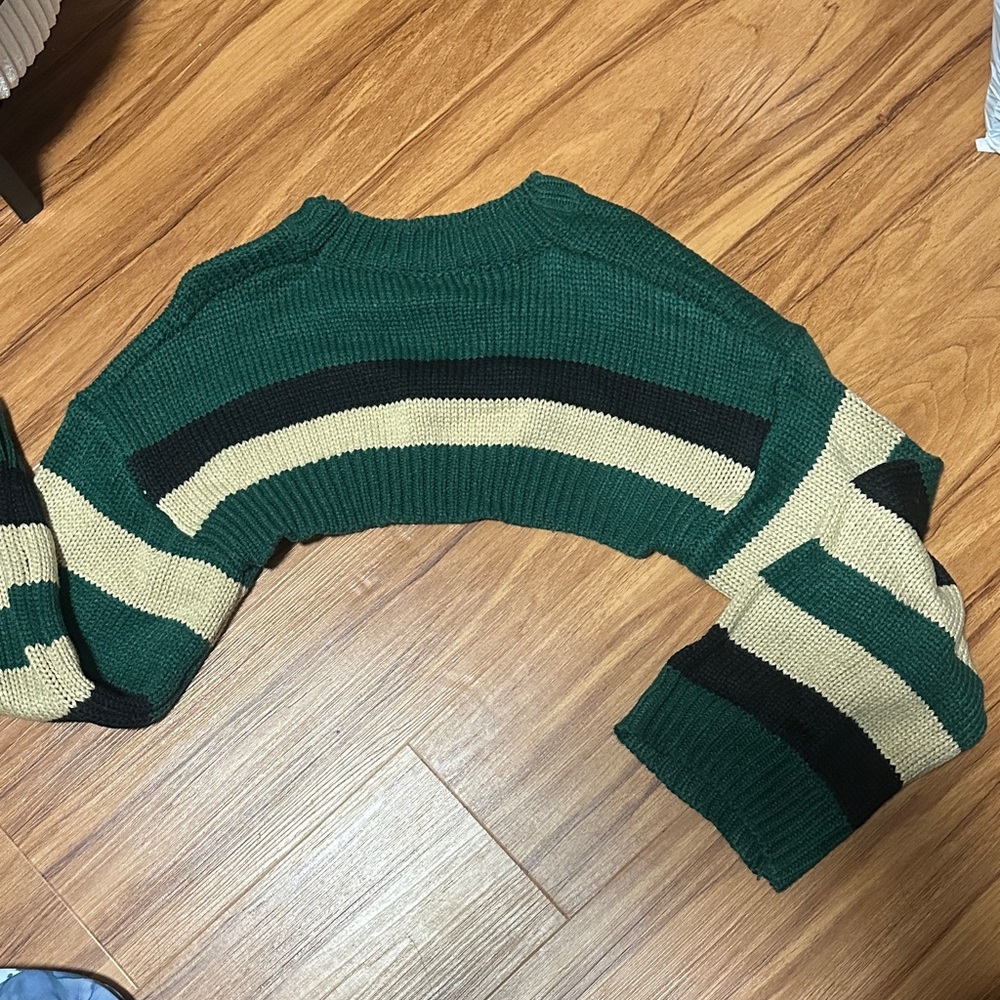 Striped Green and Black Women's Sweater